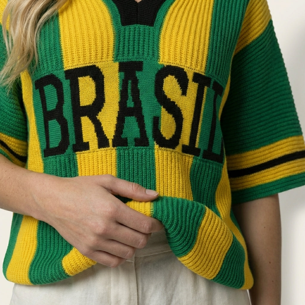 Blusa Brasil - Tricot Canelado Feminina Oversized